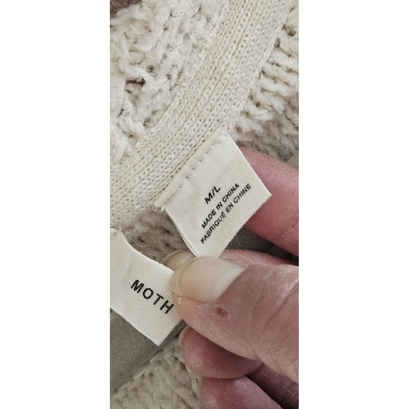 ANTHROPOLOGIE MOTH hooded sweater sleeveless ivory navy ombre frayed woman M/L - Picture 6 of 6